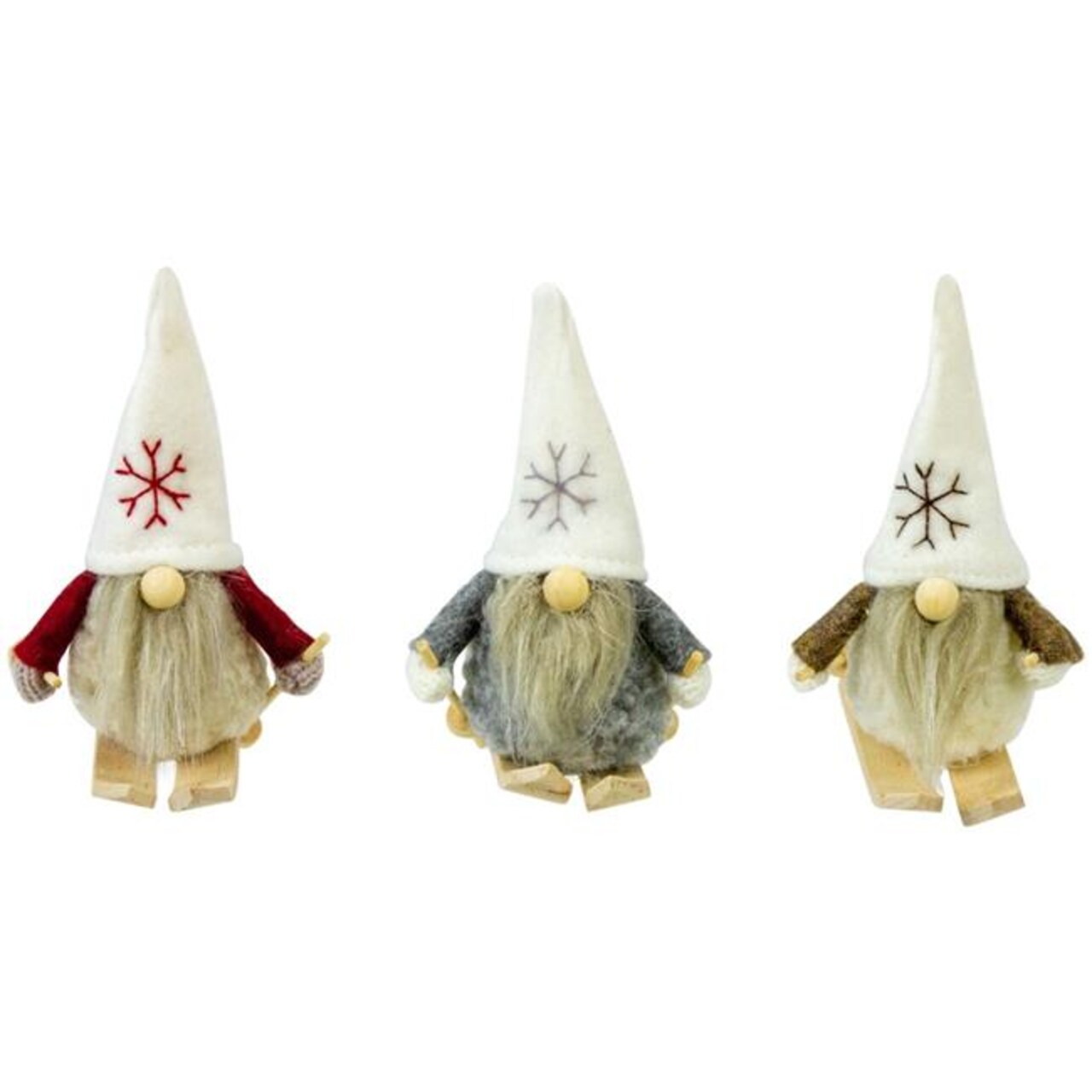 Northlight 34865031 4.5 in. Skiing Christmas Gnome Ornaments - Set of 3